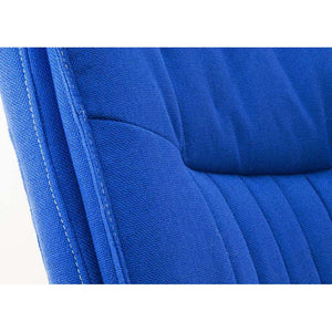 milan  blue fabric executive home office chair. close up of the milan blue fabric.