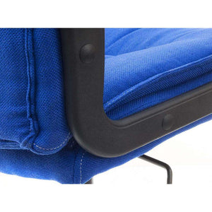 milan blue fabric executive home office chair. close up of the reclining lever.