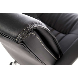 milan leather faced executive home office chair. close up of the detailed stitching of the chair.