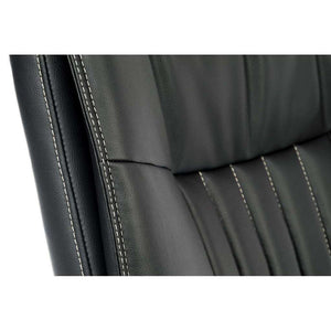 milan leather faced executive home office chair. close up of detailed stitching.