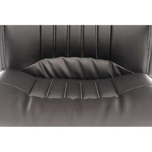 milan leather faced executive home office chair. close  up of the leather seating.