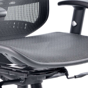 Close up of the sprung cushioned seat and backrest of the mirage ii executive home office chair.