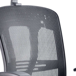 Close up of the mesh back of the mirage ii executive home office chair.