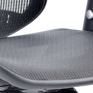 Close up of the sprung  meshed seat  of the mirage ii executive home office chair.