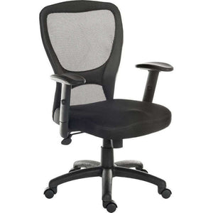  mistral executive mesh back and leather faced seat home office. close up side view.