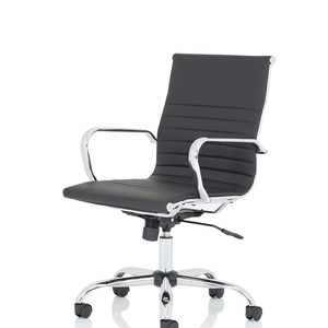 Left angles Nola Executive home office chair with matching chrome 5 star base and armrests.