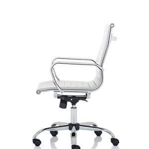 Left angle view of the white nola executive home office chair .