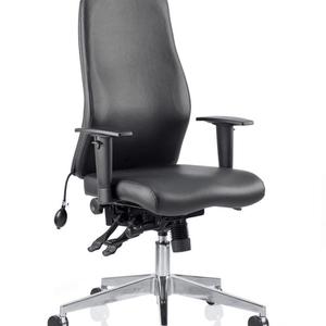 Side view of the soft boned leather onyx ergo posture  home office chair.