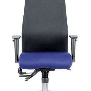 picture of the stevia blue coloured cushion seat with black fabric backrest of the onyx posture home office chair.