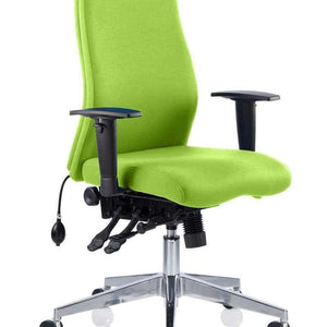 Picture of the onyx posture home office chair in myrrh green coloured fabric cushion backrest and seat,