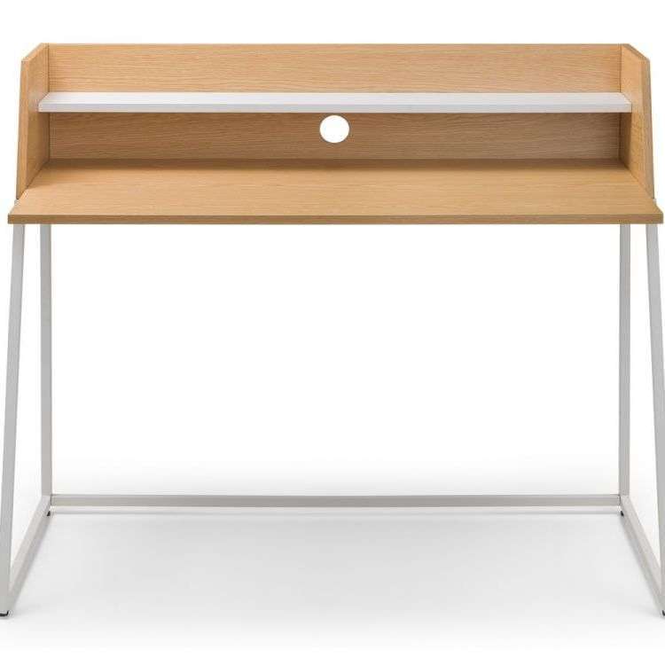 Close up of the palmer home office desk with white shelf and white legs