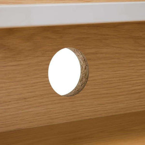 Close up of the cubby hole for your wires to go  of the palmer home office desk.