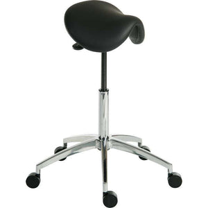 perch black or white sitstand height adjustable stool for home office, close up of the stool with hight adjusted. in black.