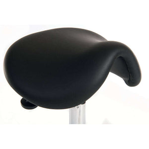 perch black or white- sit stand height adjustable stool for home office, black pu cushioned  saddle style seat.