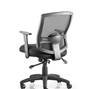 Side view of the Portland ii operator home office chair with wide air mesh backed with adjustable armrests and 5 star base with black  castor wheels,