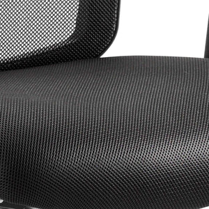 Close up of the black fabric cushioned portland home ofice chair.