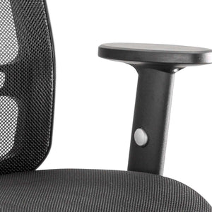 Close up of the left adjustable armrest of the portland operator home office chair.