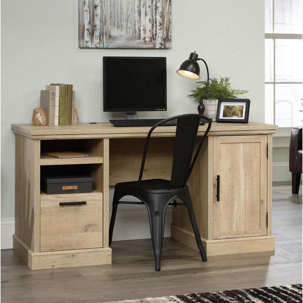 prime oak executive home office desk. desk with chair and computer showing you how it would look in your home office.