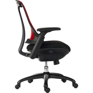 Rapport Mesh luxury Curved Executive in Red Home Office Chair without a headrest. 90 degree angle.