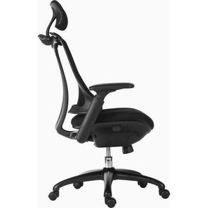 Rapport Mesh luxury Curved Executive in Black Home Office Chair with a headrest. 90 degree angle.