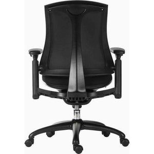 Rapport Mesh luxury Curved Executive in Black Home Office Chair without a headrest. Back view.