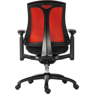 Rapport Mesh luxury Curved Executive in Red Home Office Chair without a headrest. Back view.