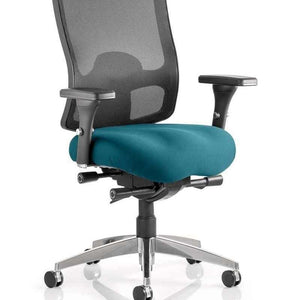 Picture of the Maringa Teal coloured upholsterd fabric  foam cushioned seat .