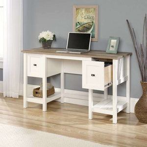 shaker style soft white home office desk. showing how the desk would look in your home office.