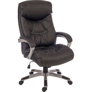 siesta black luxury leather look executive home office chair 45 dgree angle .