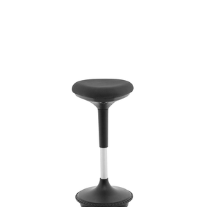 Picture of the sitall stool in black fabric cushioned seat .