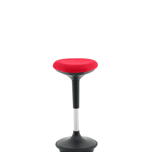 Showing the red fabric cushioned seat of the sitall deluxe home office stool.