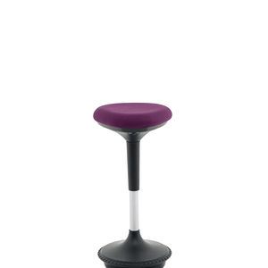 Picture of the Tansy purple coloured fabric cushioned seat of the sitall deluxe home office stool.