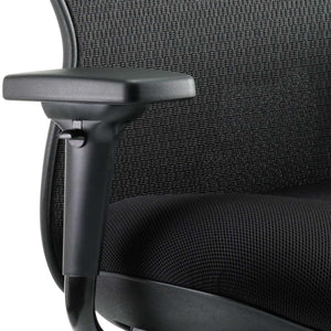 Close up of the right adjustable armrest of the stealth posture home office chair.