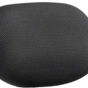 Close up picture of the curved adjustable black  air mesh headrest of the stealth shadow air mesh headrest only.