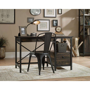 steel gorge home office desk with carbon oak effect finish. showing how this would look in your home office.