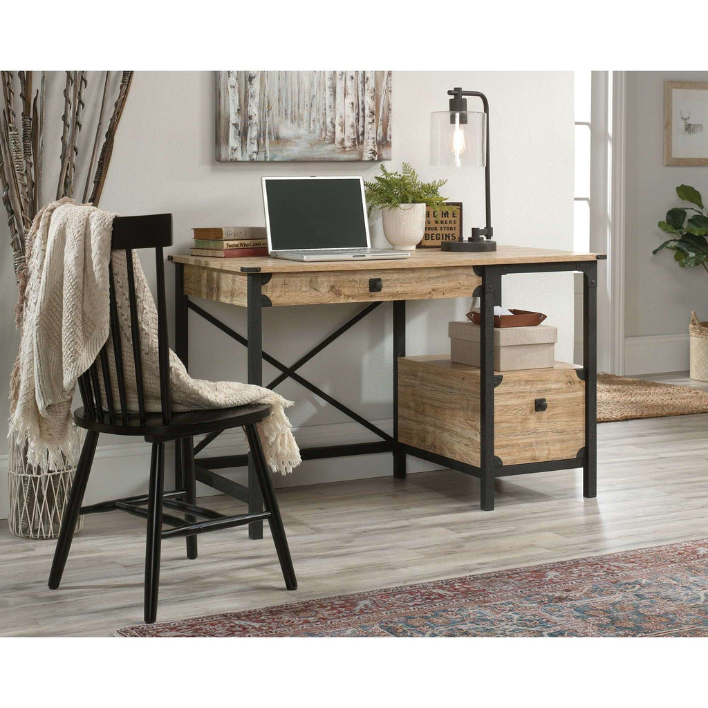 steel gorge home offine desk milled mesquite effect finish showing how this would look loke in your home office.