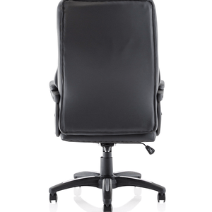 Back view of the stratford Executive home office chair , with lever mechanism , padded armrests and 5 star security base , with twin castor wheels.