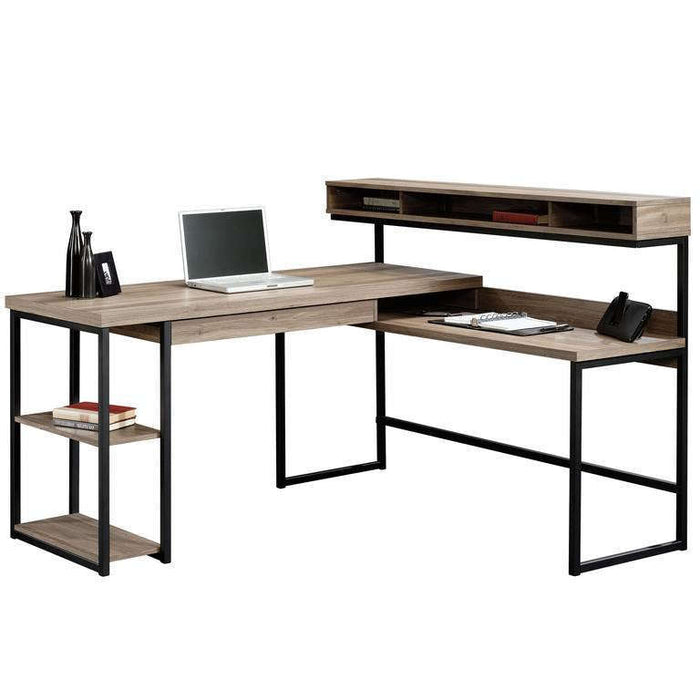 Streamline L-Shaped Executive Home Office Desk with Salt Oak Finish