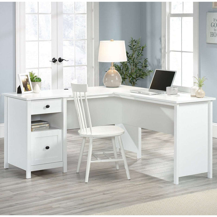 White Home Study L-Shaped Home Office Desk