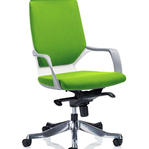 Picture of the xenon executive home offic chair in Myrrh Green coloureed fabric cushioned seat and cushioned backrest 