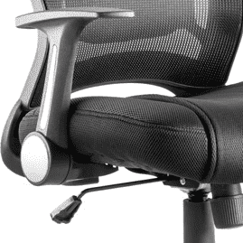 Close up picture of the zeus operator home office chair adjustable armrest.